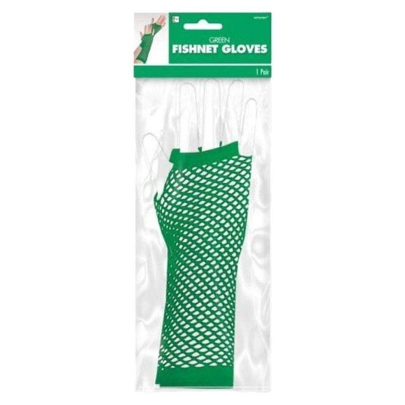 Amscan Green Fishnet Gloves - Picture 2 of 2